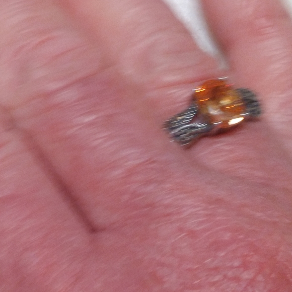 $10💎🎁NEW💥 925 S/S Size 6 Oval Imperial Topaz CZ/ Marcasite Baguette ring💍 - Picture 8 of 11